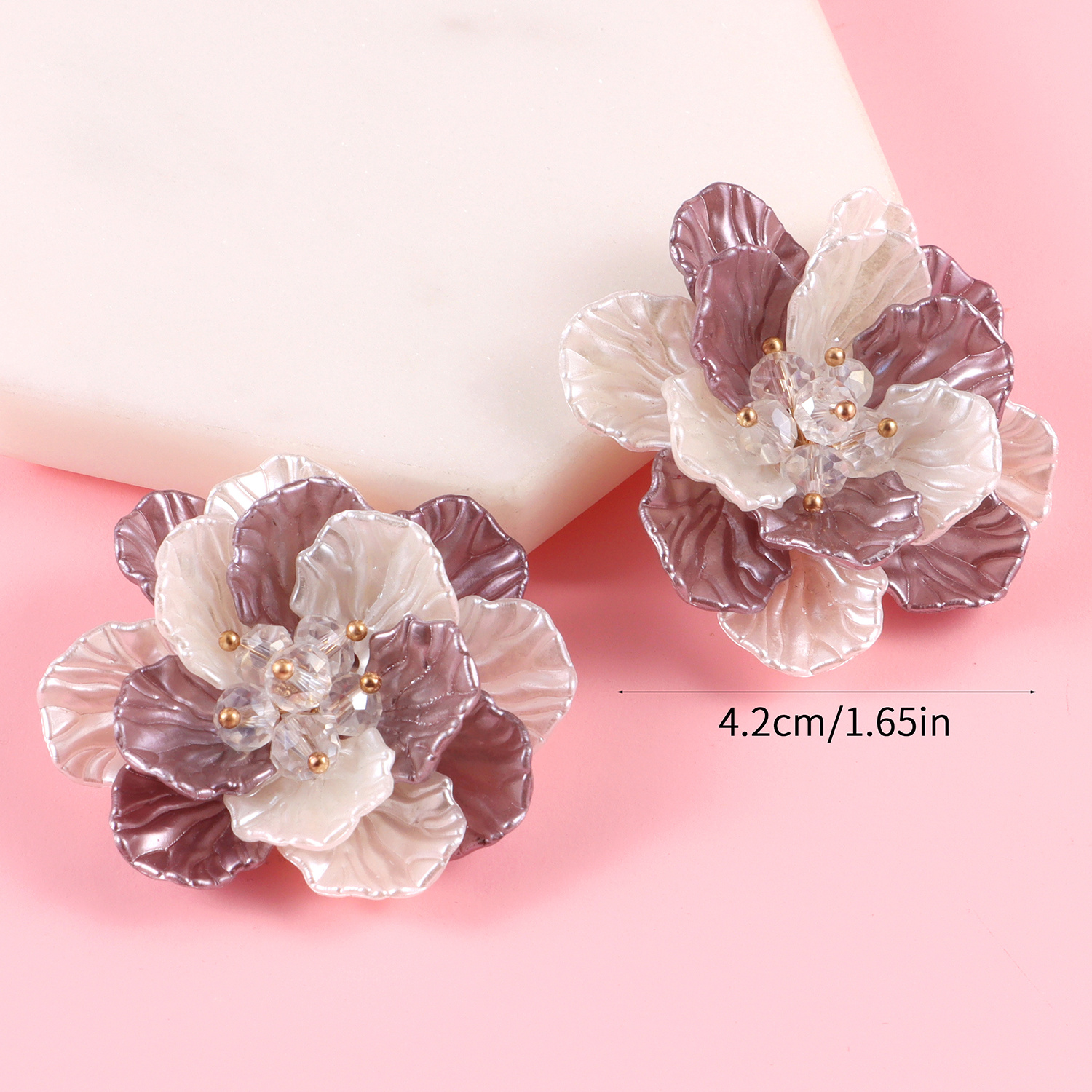 1pc Plastic ABS Pearl Flower Two Tone Accessory